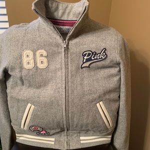 Victoria’s Secret PINK: Gray Letterman Jacket